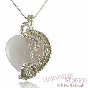 Sacred Heart - Rose Quartz Sterling Silver